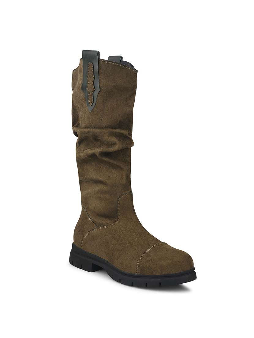women olive solid knee length s boot - 21664008 - Zoom Image - 0