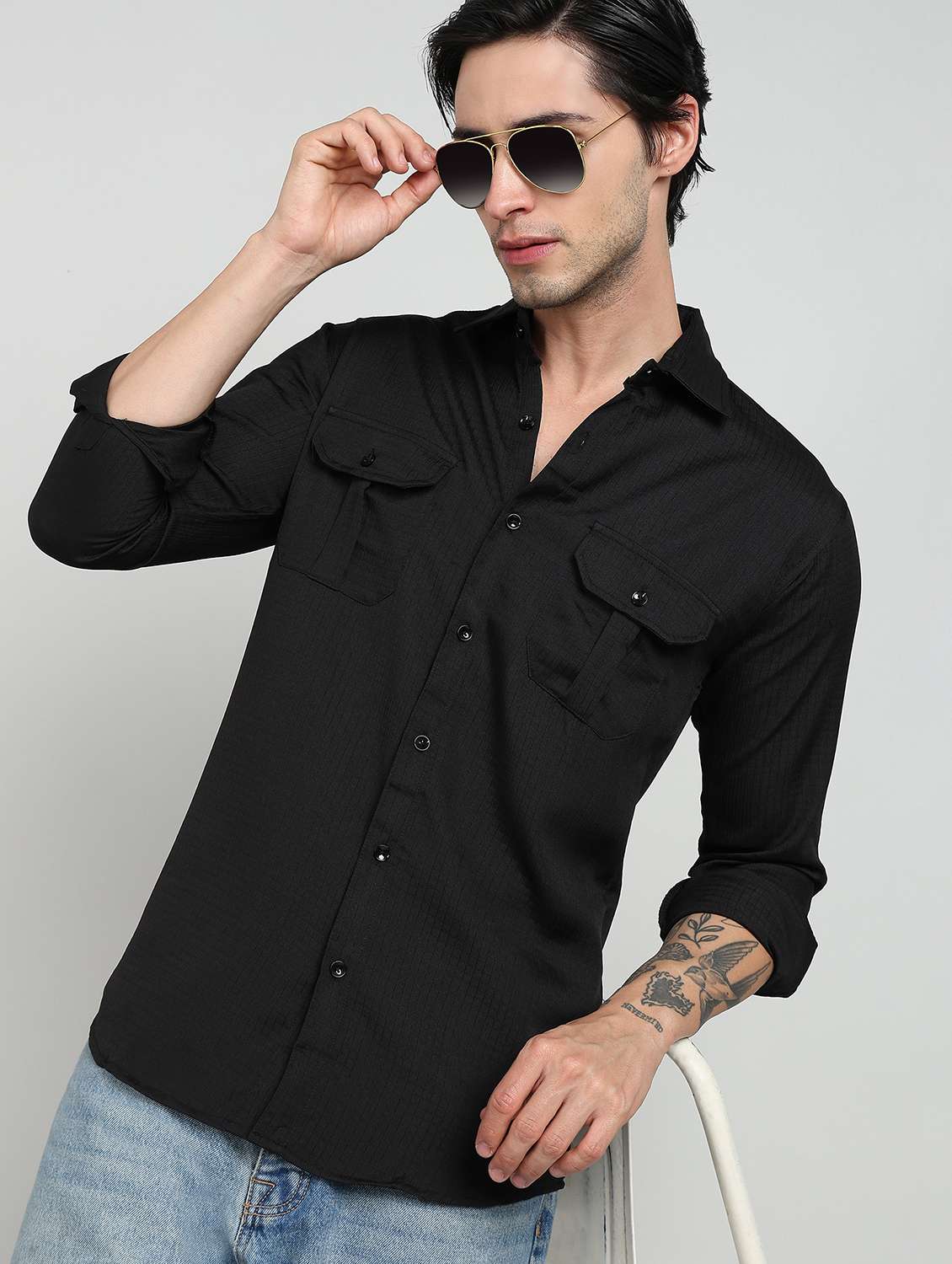 men long sleeves solid casual shirt