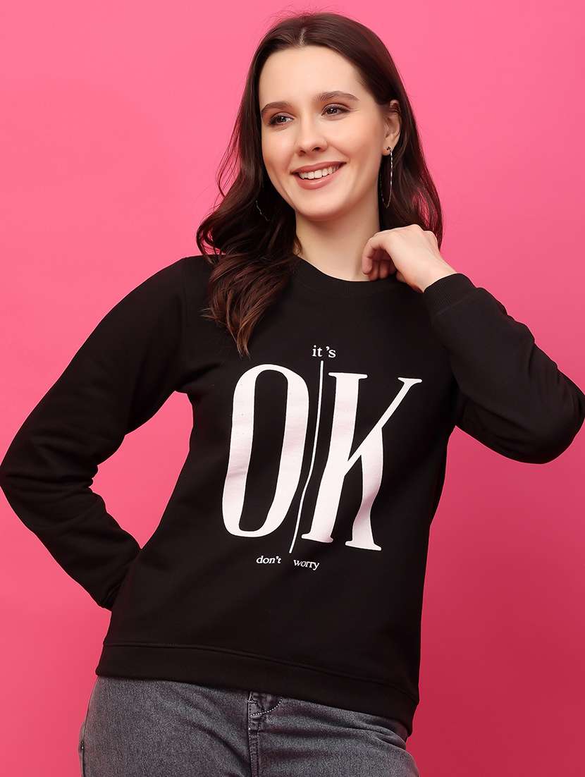 women front print long sleeve sweatshirt