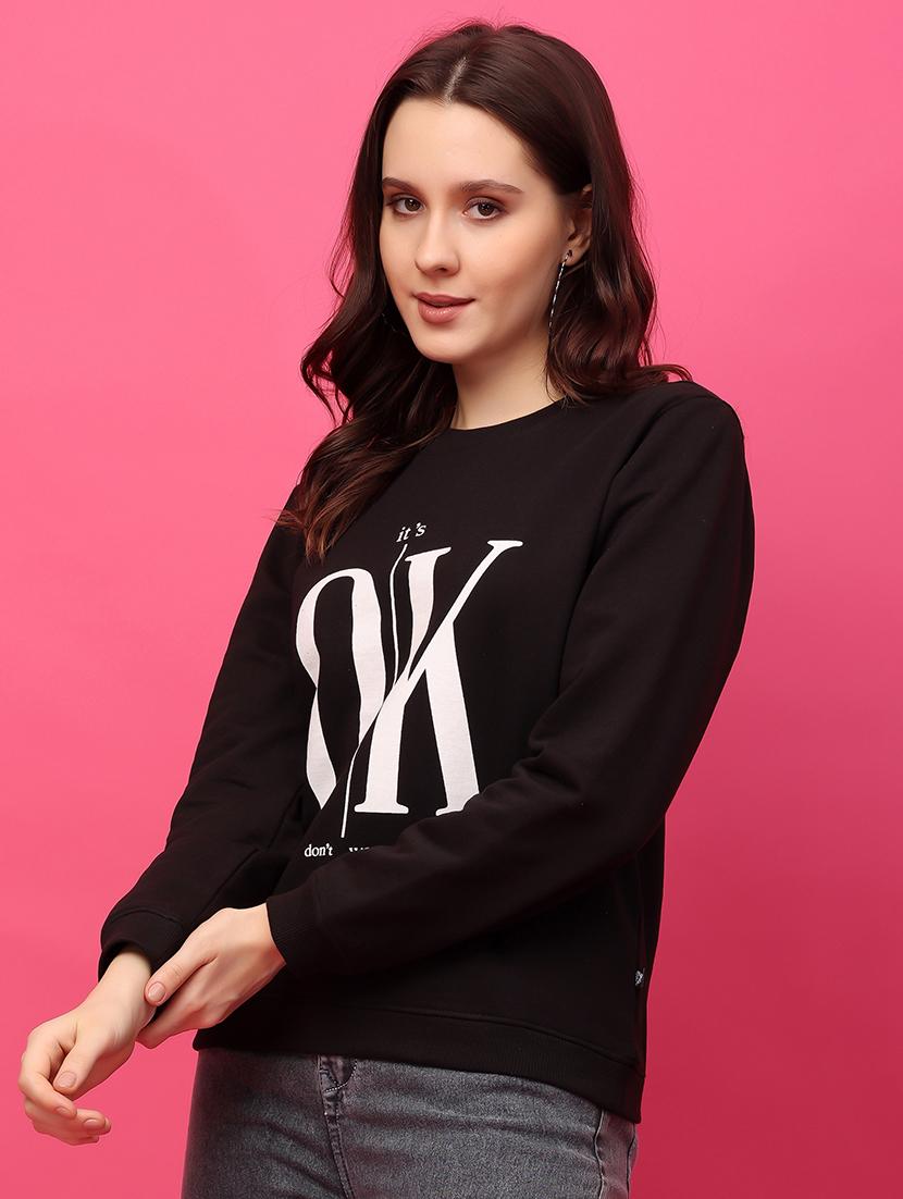 women front print long sleeve sweatshirt - 21664115 - Standard Image - 1