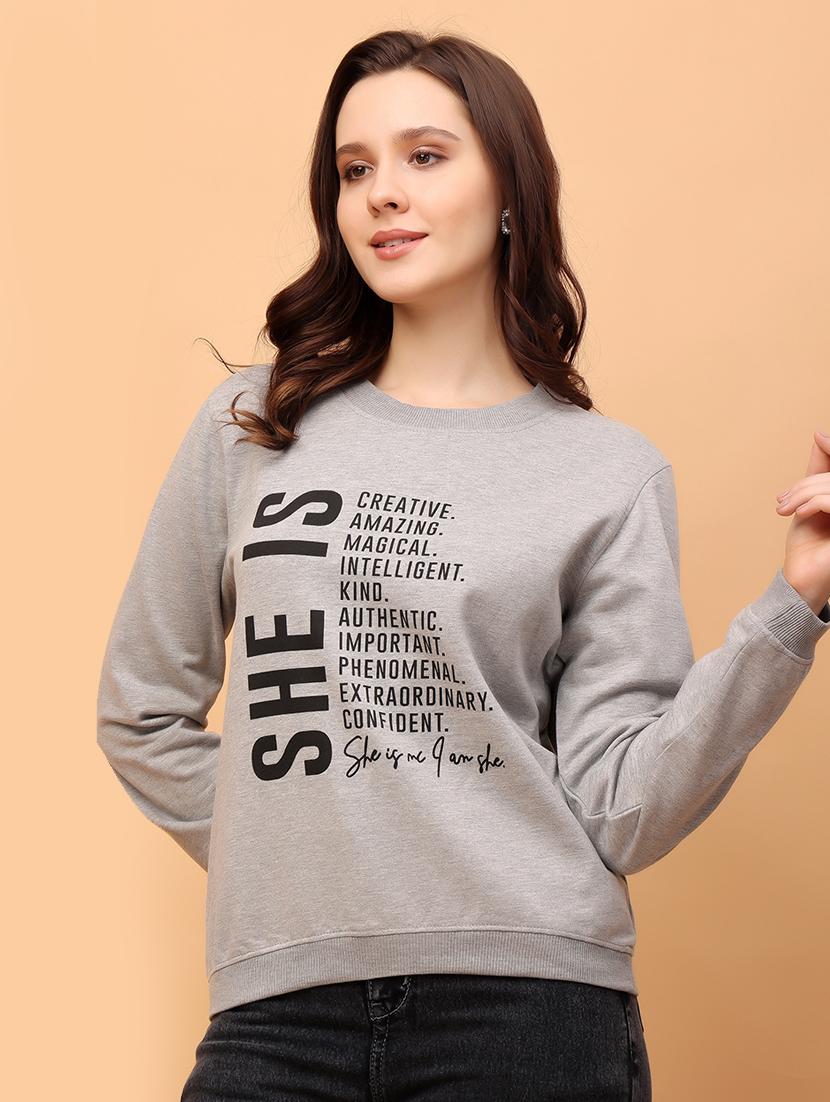 women front print long sleeve sweatshirt - 21664117 - Standard Image - 1