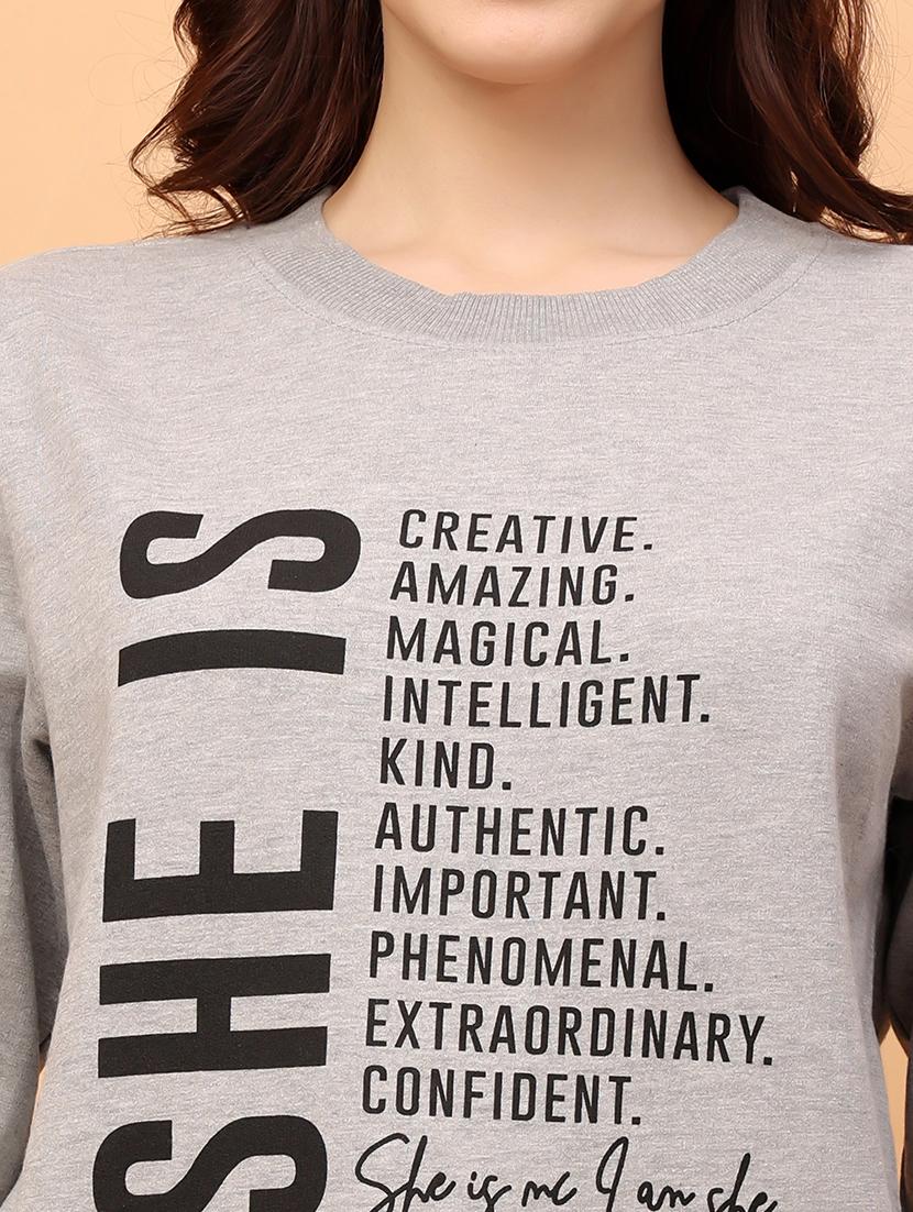 women front print long sleeve sweatshirt - 21664117 - Standard Image - 4