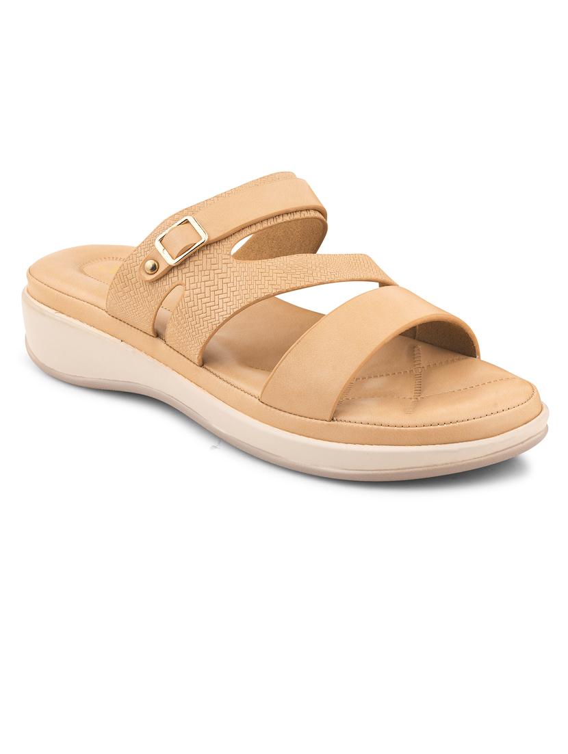 women beige solid slip on sandal - 21664349 -  Zoom Image - 0