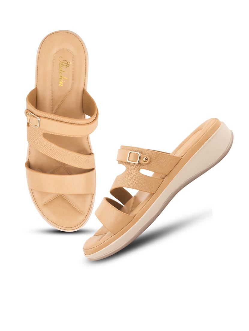 women beige solid slip on sandal - 21664349 -  Standard Image - 1
