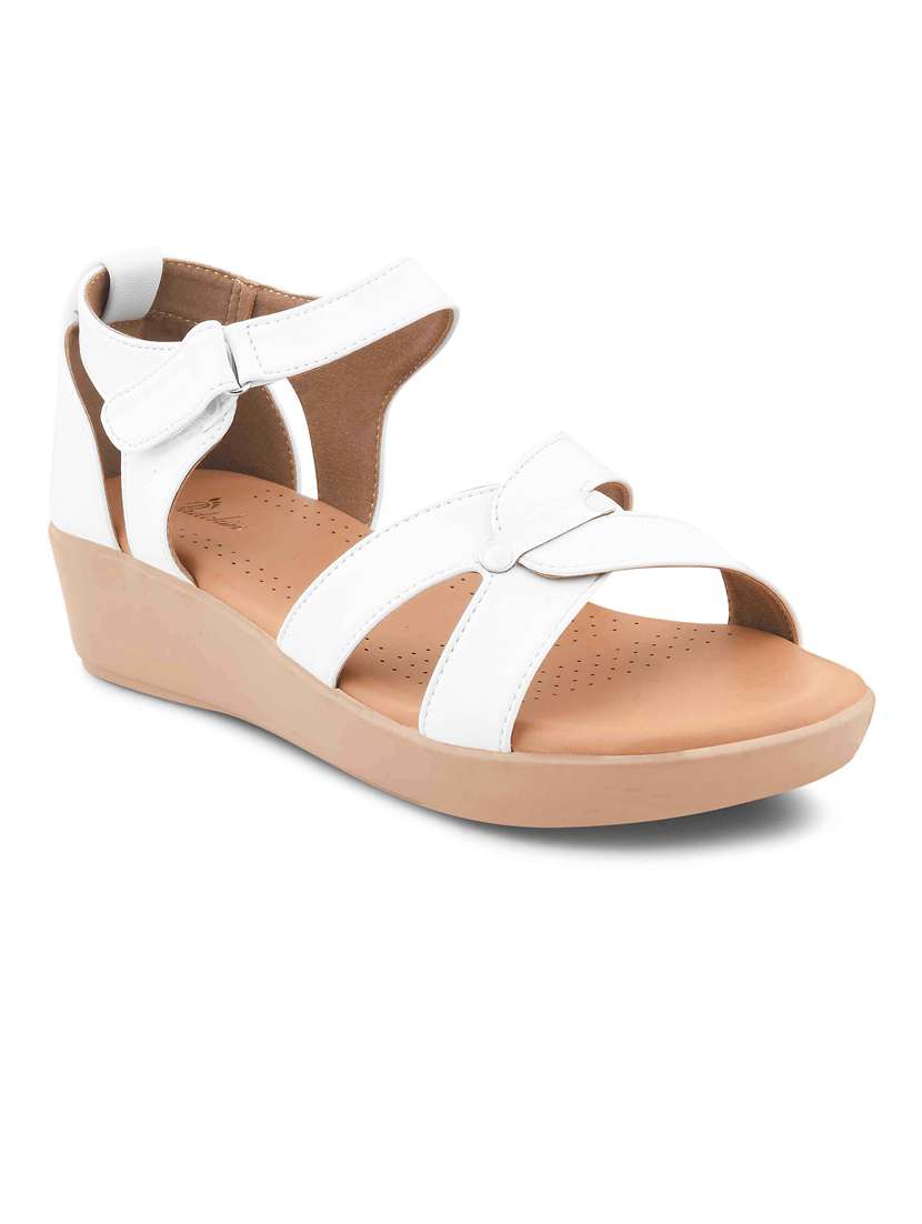 women solid ankle strap wedge