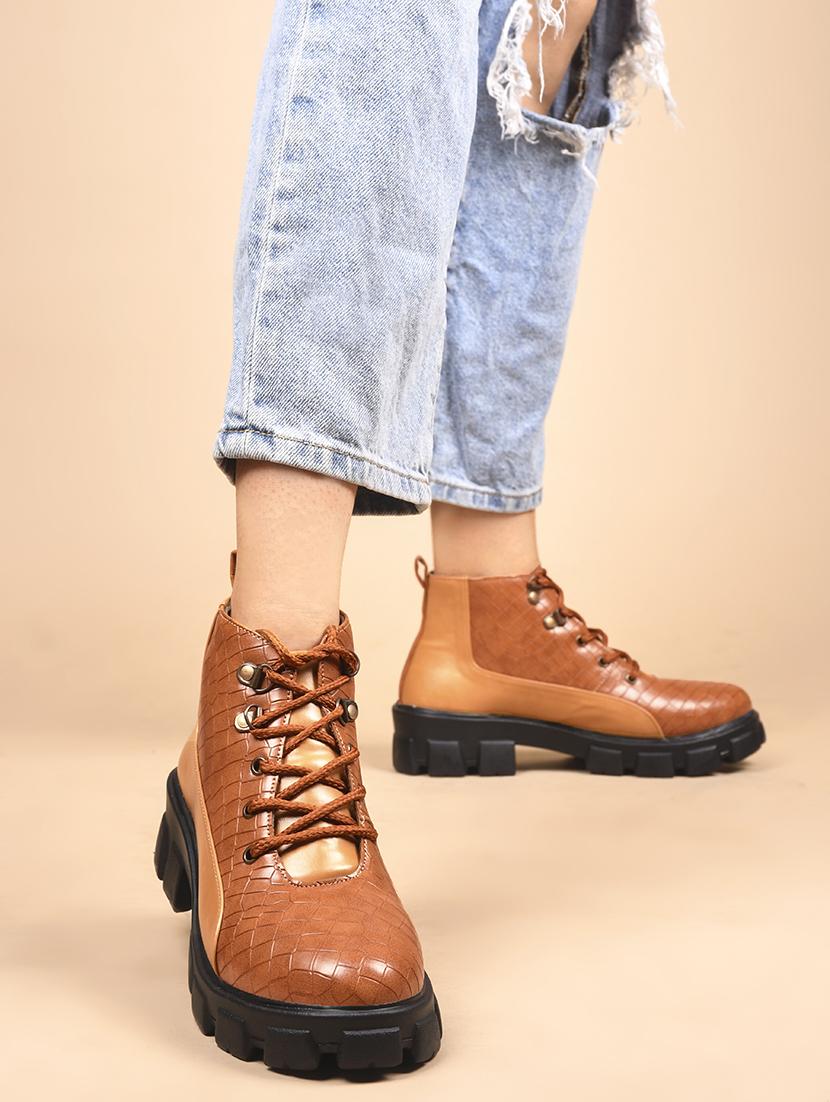 women tan lace up ankle boot - 21664355 - Standard Image - 4
