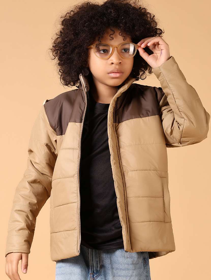 boys color block long sleeve quilted jacket - 21664506 -  Standard Image - 1