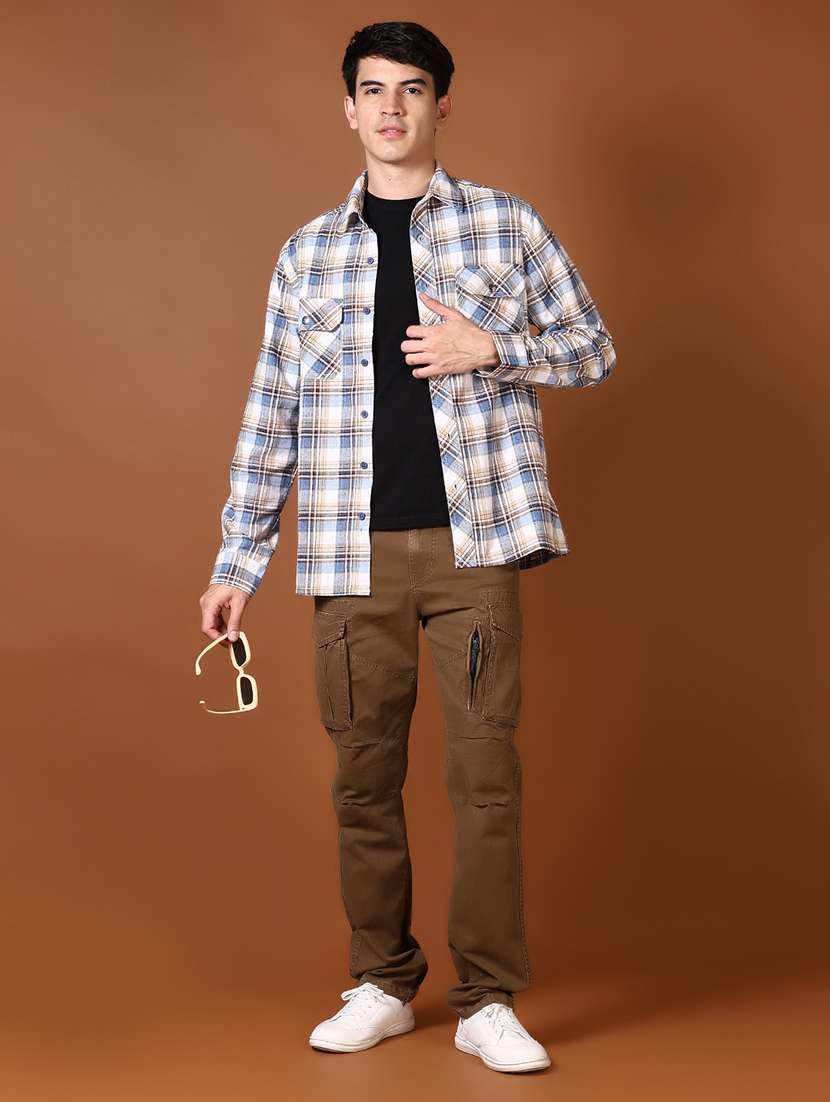 men solid mid rise regular fit cargo - 21664533 -  Standard Image - 4