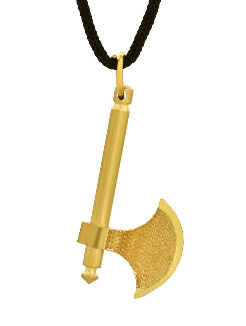 men brass parshuram axe pendant with black thread - 21664875 -  Standard Image - 1