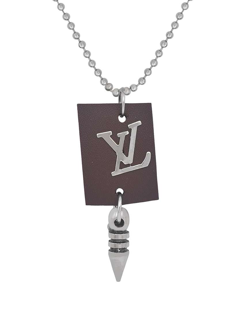 men faux leather fashion pendant with chain - 21664900 -  Standard Image - 1