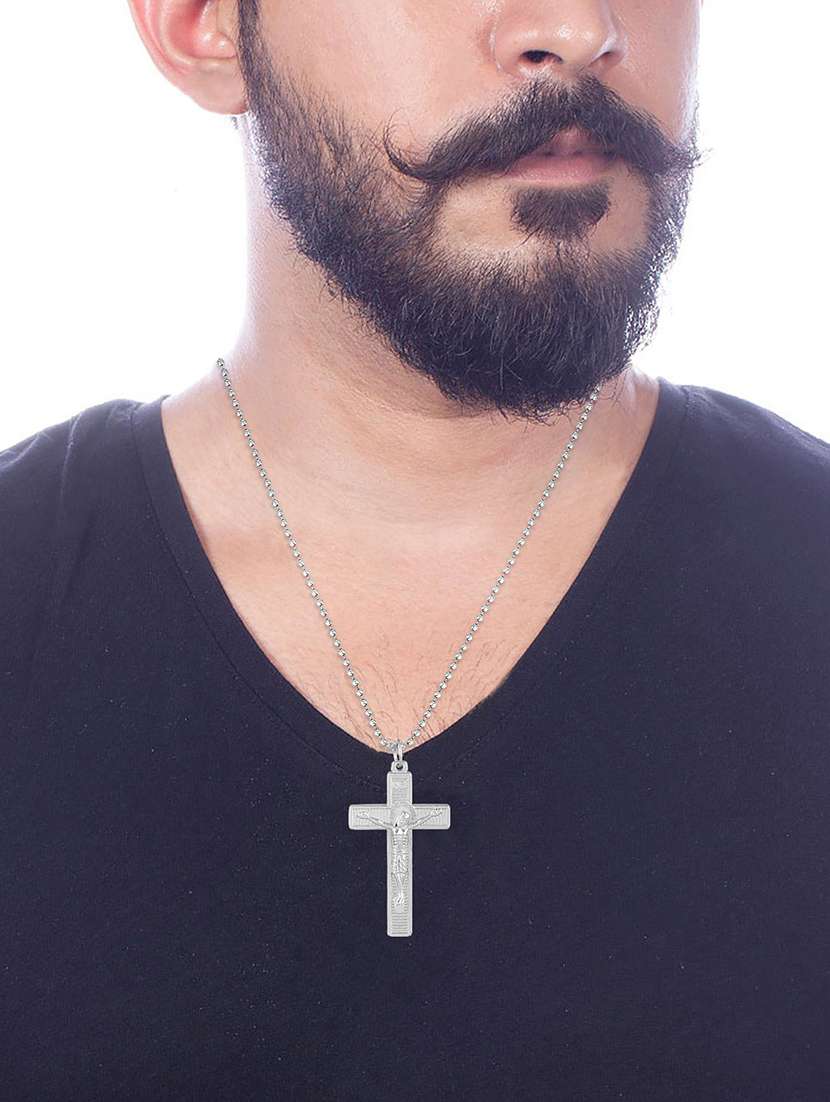 men saint praying jesus cross pendant with chain - 21664934 -  Standard Image - 4