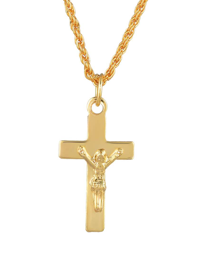 men saint praying jesus cross pendant with chain - 21664938 -  Standard Image - 1