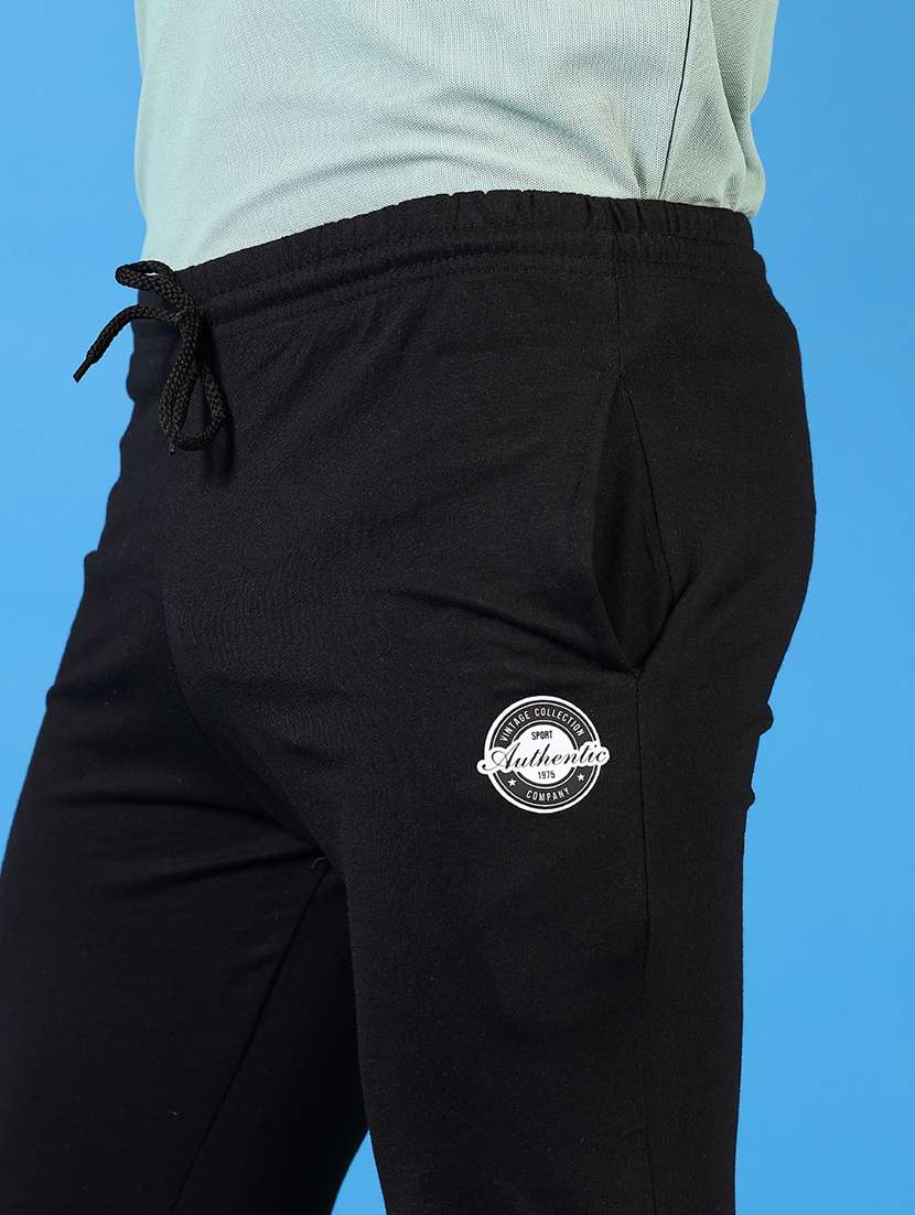 men black solid mid rise full length track pant - 21665114 - Standard Image - 4