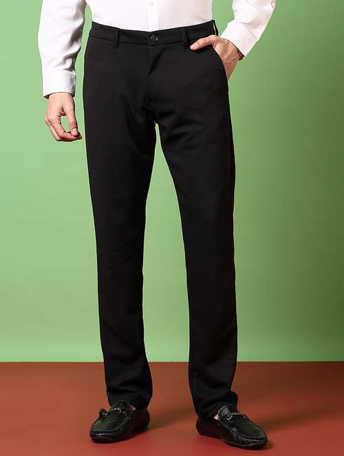 men solid flat front casual trouser - 21665126 -  Standard Image - 0