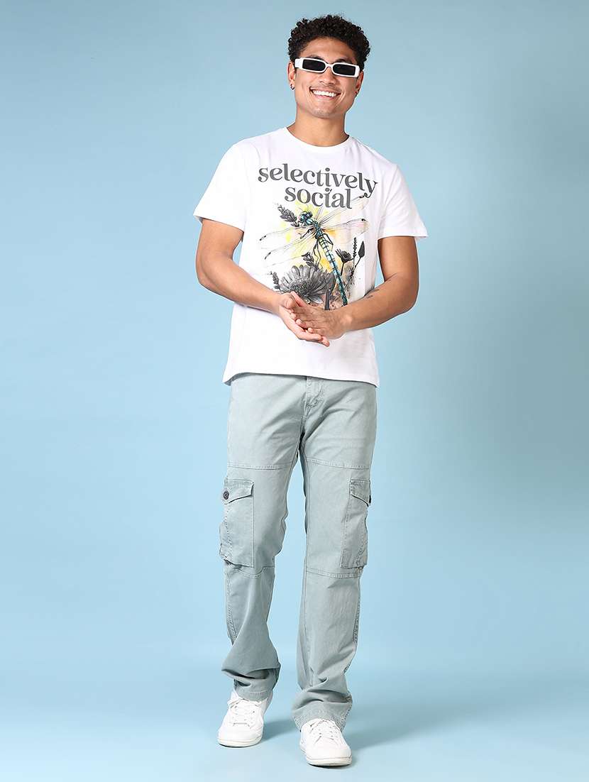 men solid mid rise regular fit cargo - 21665139 -  Standard Image - 4