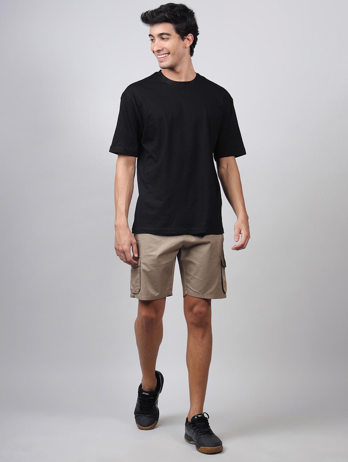 men mid rise solid cargo shorts - 21665285 - Standard Image - 4