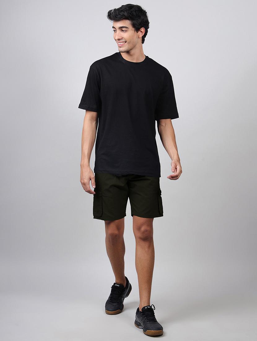 men mid rise solid cargo shorts - 21665288 - Standard Image - 4