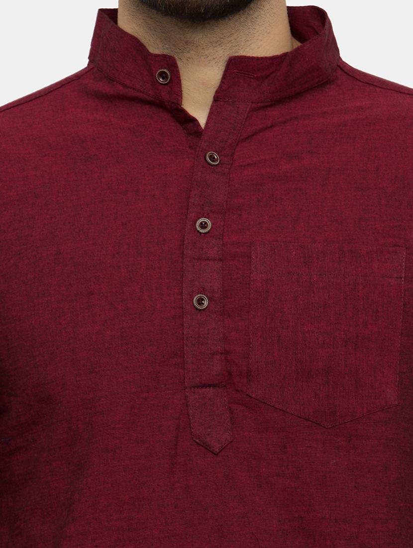 men mandarin neck solid long kurta - 21665346 - Standard Image - 4