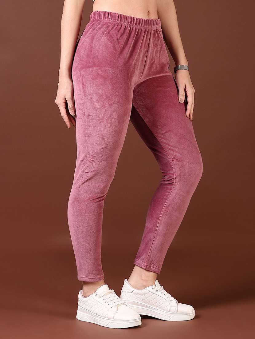 women pink solid ankle length leggings - 21665371 -  Standard Image - 1