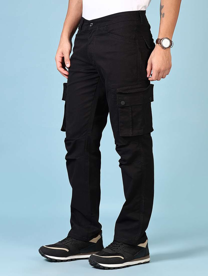 men solid mid rise regular fit cargo - 21665390 -  Standard Image - 1