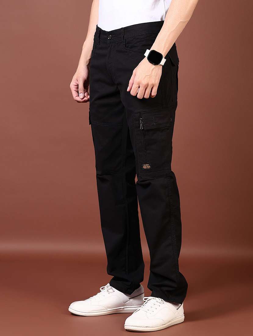 men solid mid rise regular fit cargo - 21665392 -  Standard Image - 1
