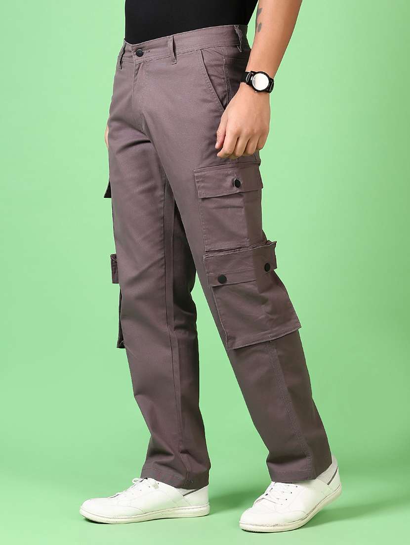 men solid mid rise regular fit cargo - 21665396 -  Standard Image - 1