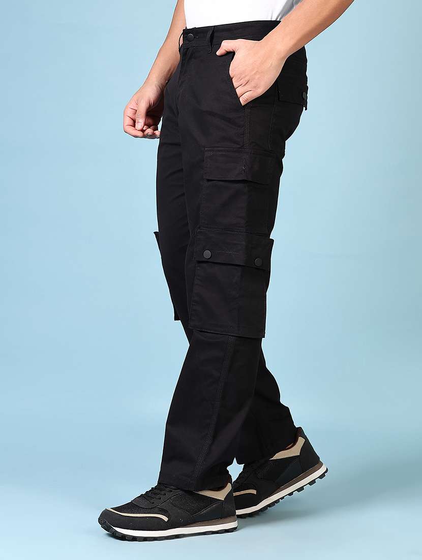 men solid mid rise regular fit cargo - 21665397 - Standard Image - 1
