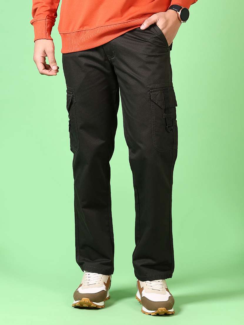 men solid mid rise regular fit cargo - 21665399 -  Standard Image - 1