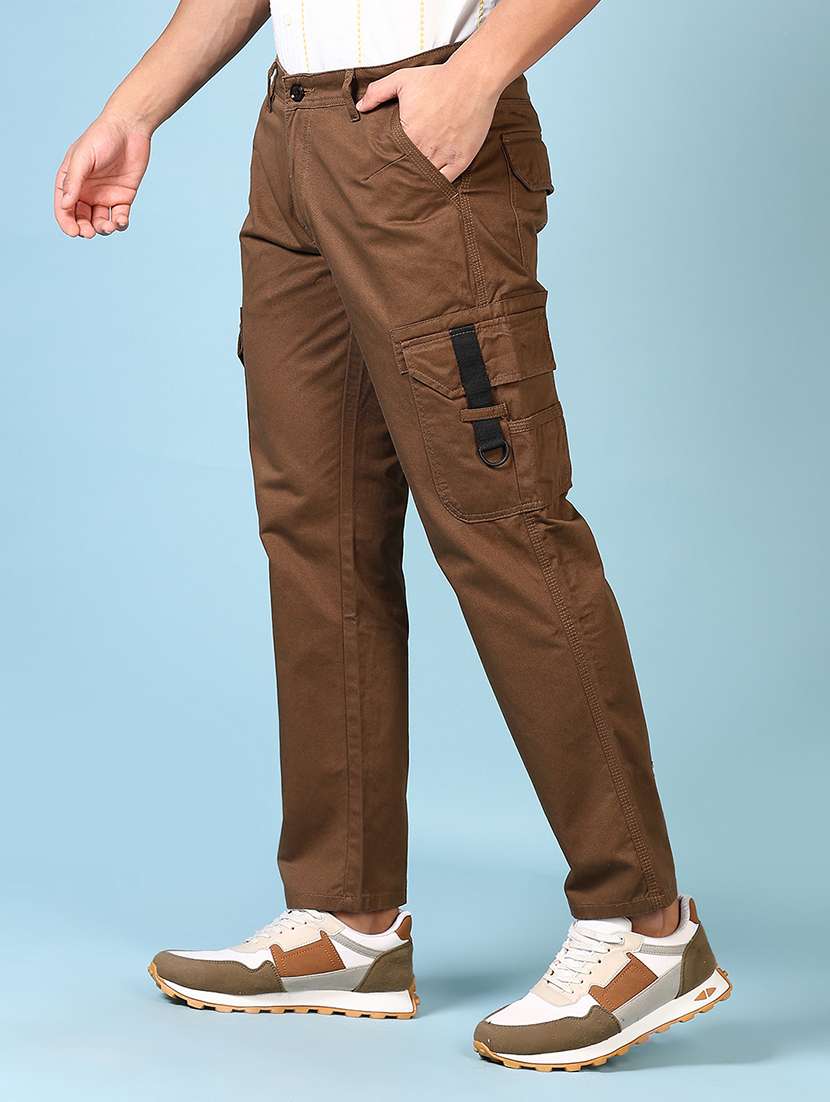 men solid mid rise regular fit cargo - 21665400 -  Standard Image - 1