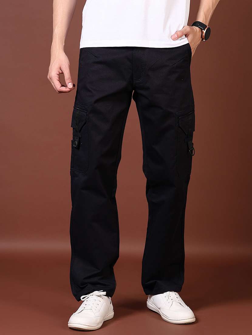 men solid mid rise regular fit cargo - 21665403 -  Standard Image - 1