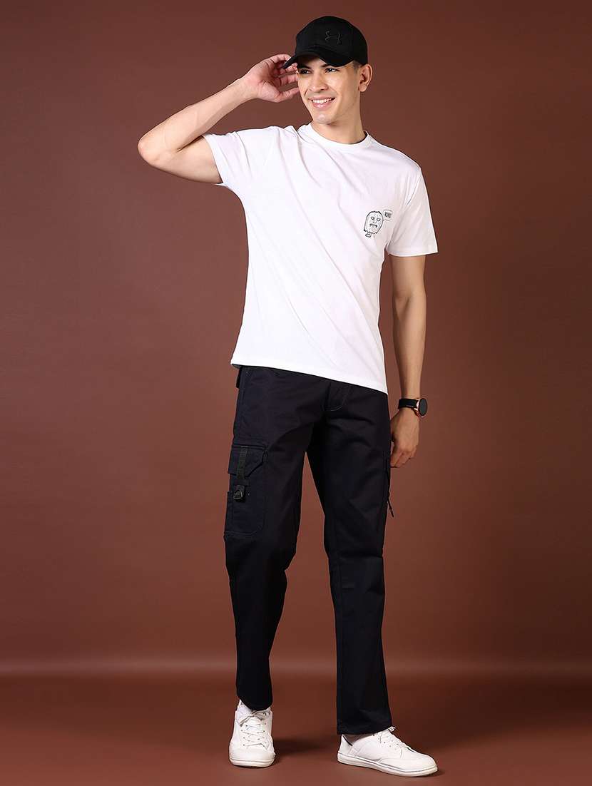 men solid mid rise regular fit cargo - 21665403 -  Standard Image - 4