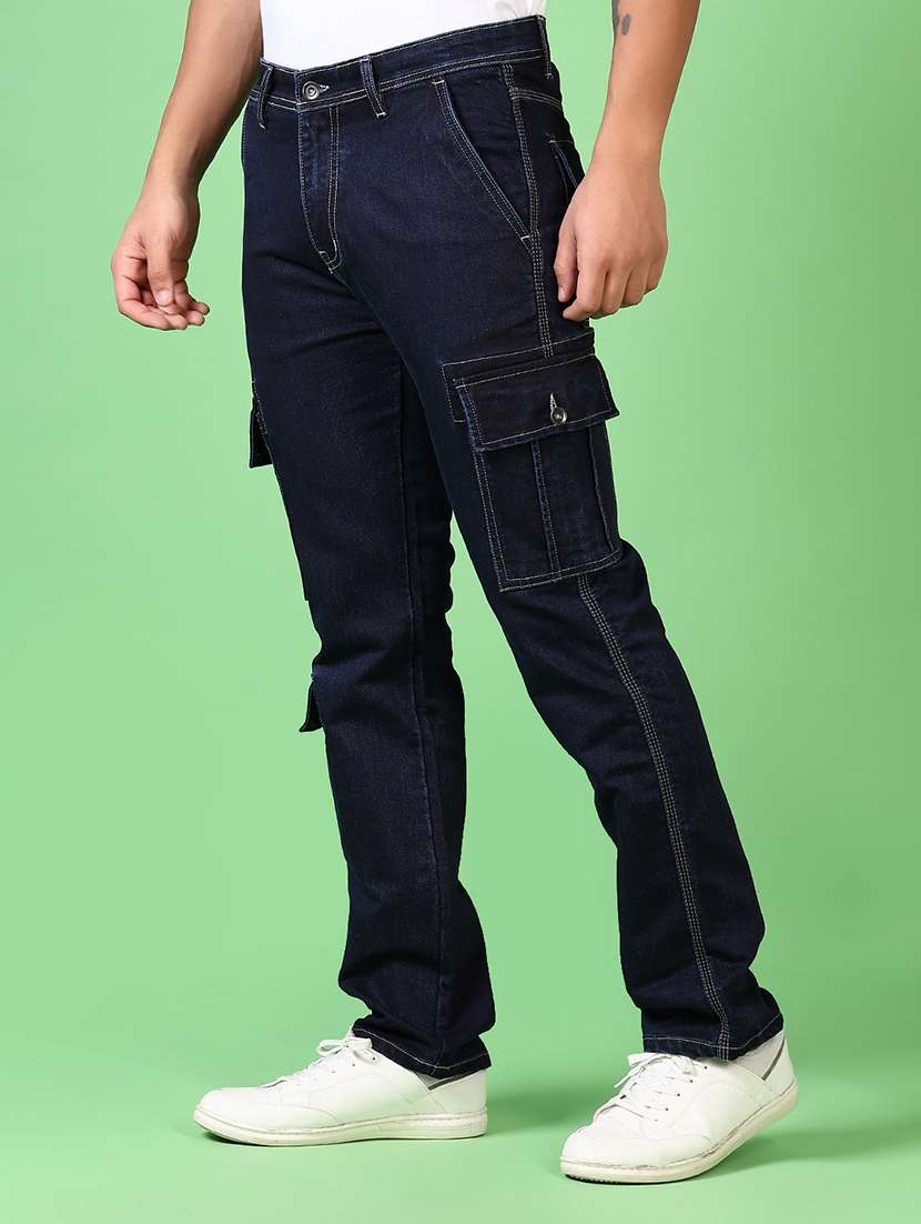 men solid mid rise regular fit cargo - 21665404 -  Standard Image - 1