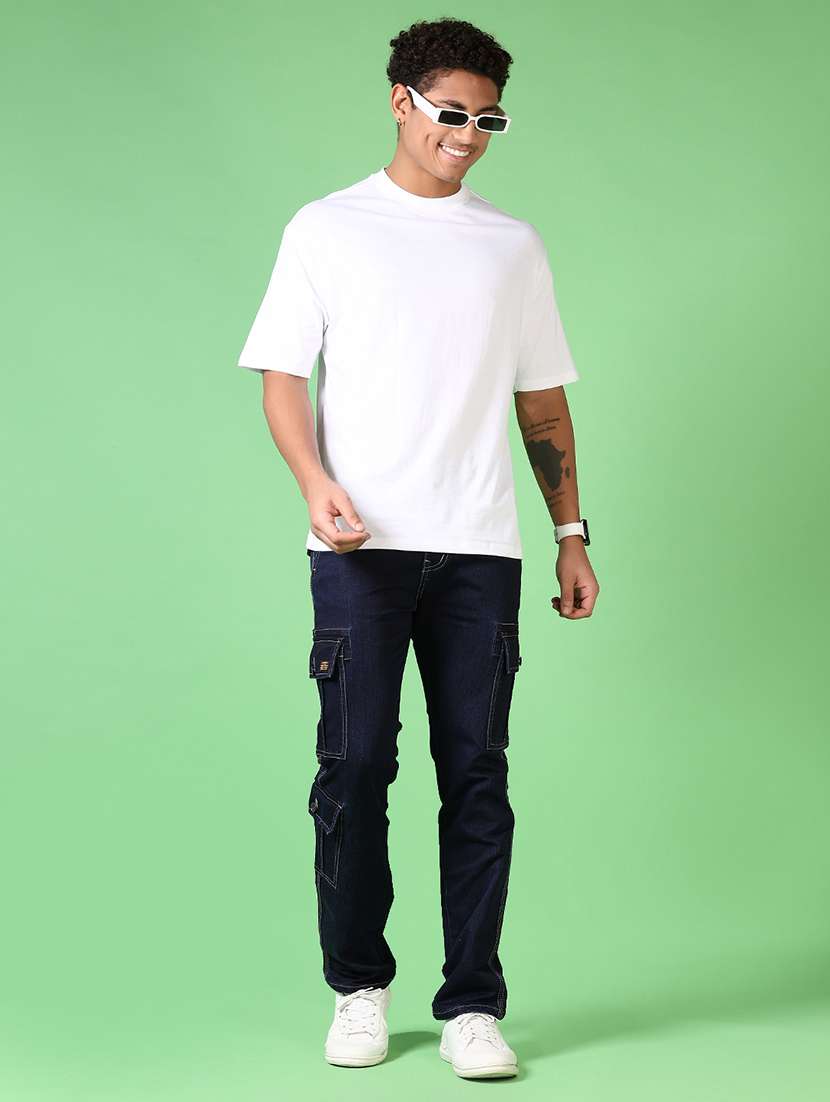 men solid mid rise regular fit cargo - 21665404 -  Standard Image - 4