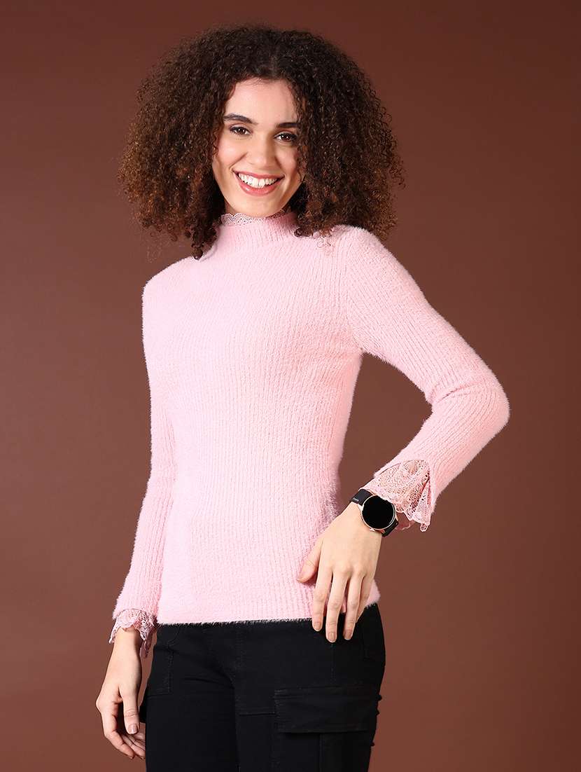 women solid long sleeve pullover