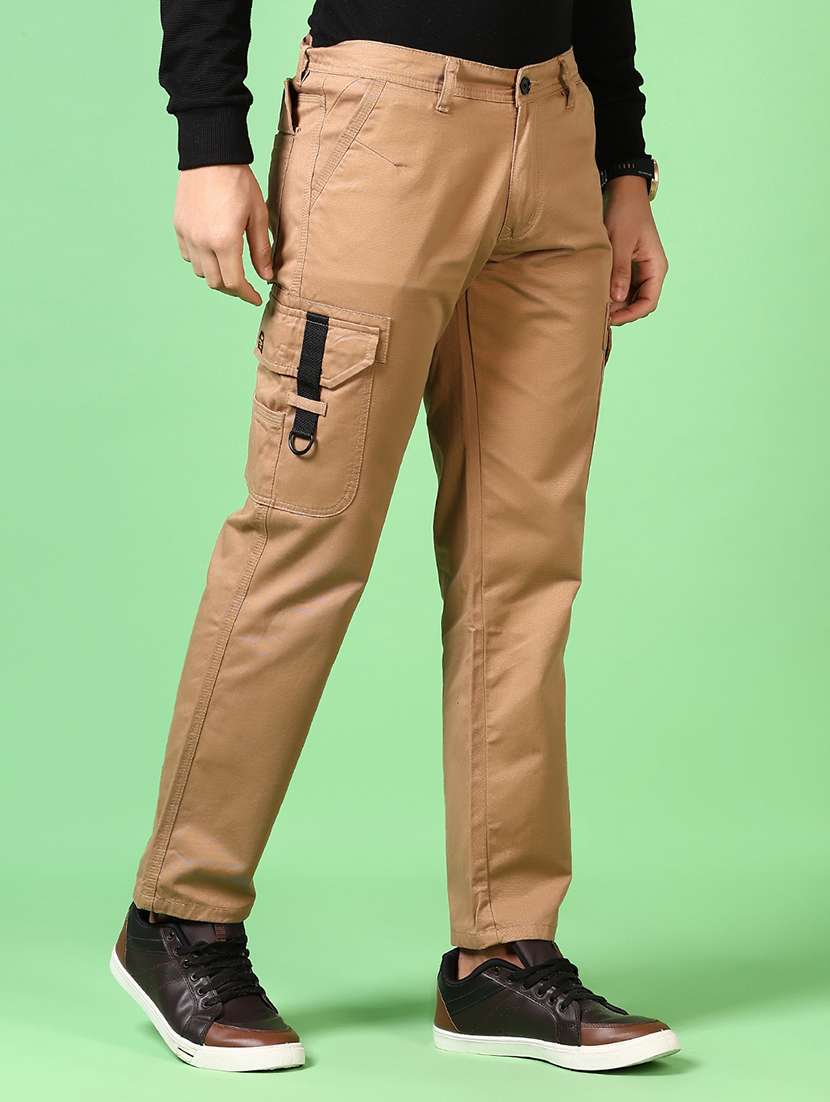men solid mid rise regular fit cargo - 21665419 -  Standard Image - 1