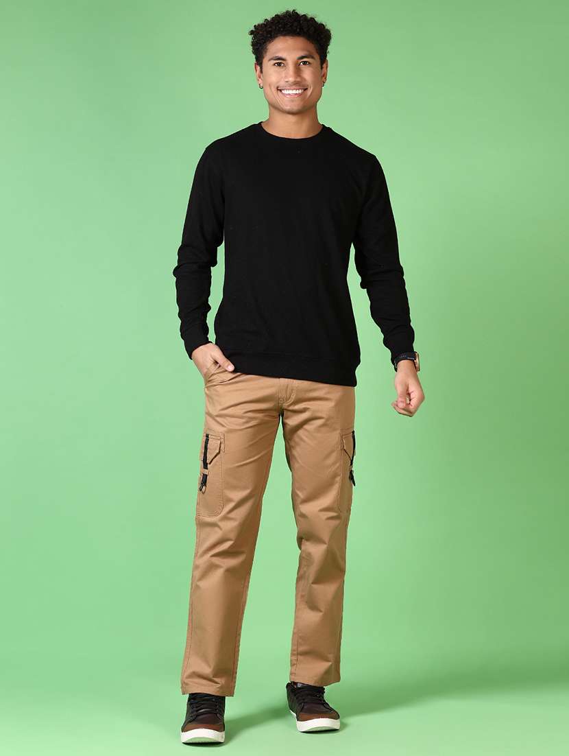 men solid mid rise regular fit cargo - 21665419 -  Standard Image - 4