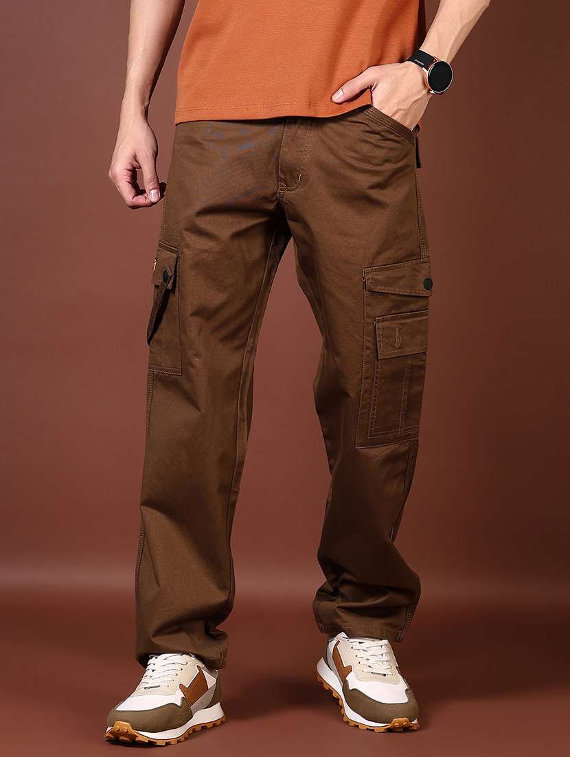 men solid mid rise regular fit cargo - 21665424 -  Standard Image - 1