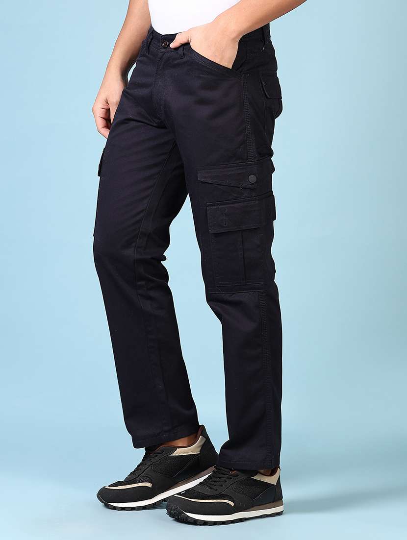 men solid mid rise regular fit cargo - 21665426 -  Standard Image - 1