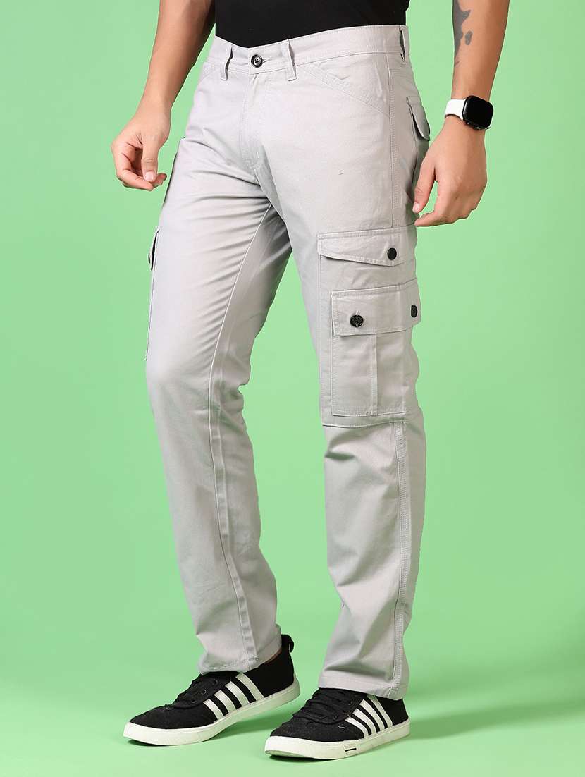 men solid mid rise regular fit cargo - 21665428 -  Standard Image - 1