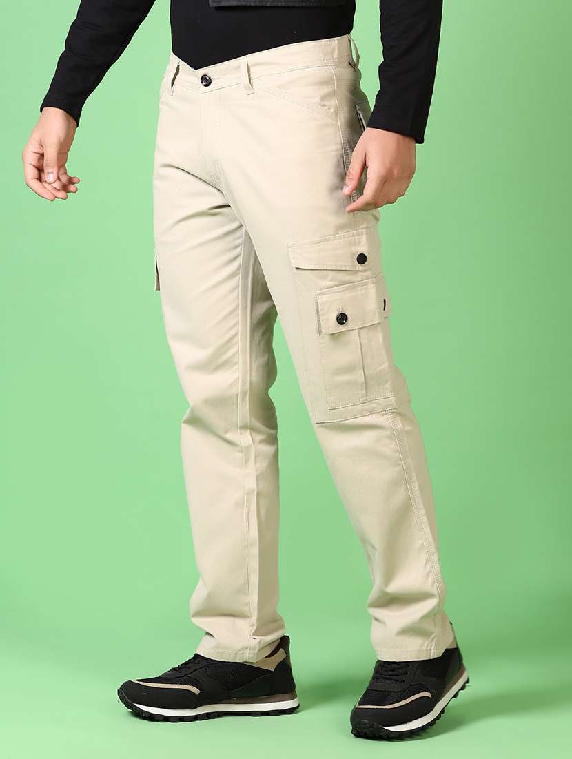 men solid mid rise regular fit cargo - 21665430 -  Standard Image - 1