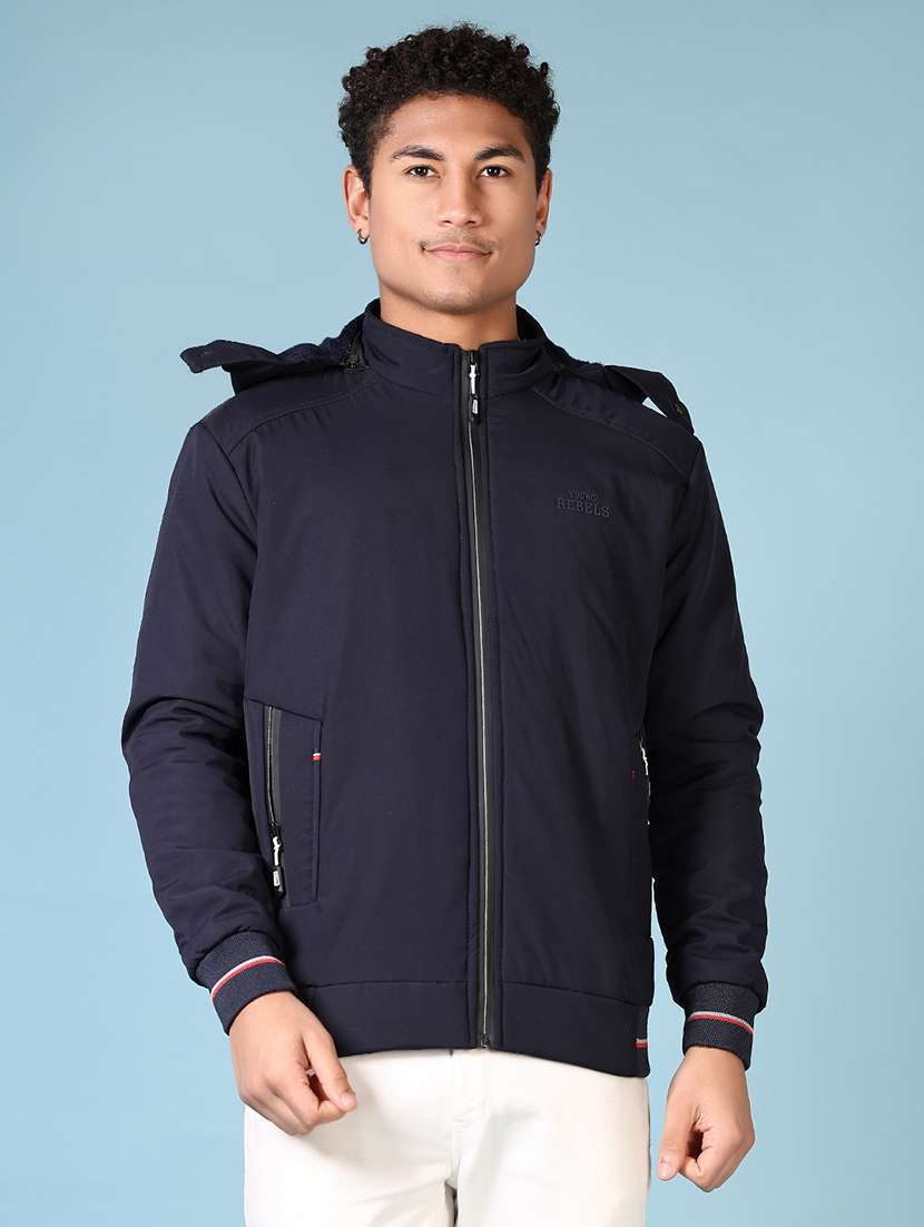 men solid long sleeve bomber jacket