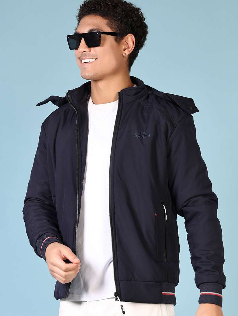 men solid long sleeve bomber jacket - 21665440 -  Standard Image - 1