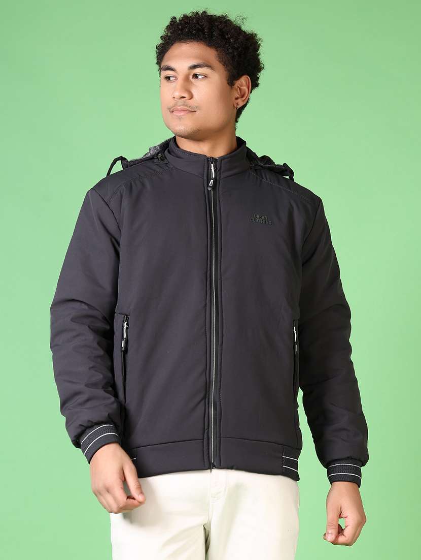 men solid long sleeve bomber jacket