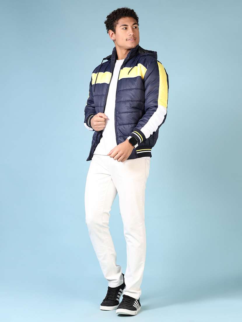 men's navy blue hooded puffer jacket - 21665443 - Standard Image - 4