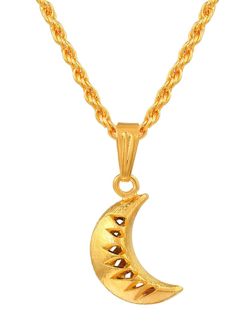 men gold plated half-moon pendant with chain - 21665490 -  Standard Image - 1