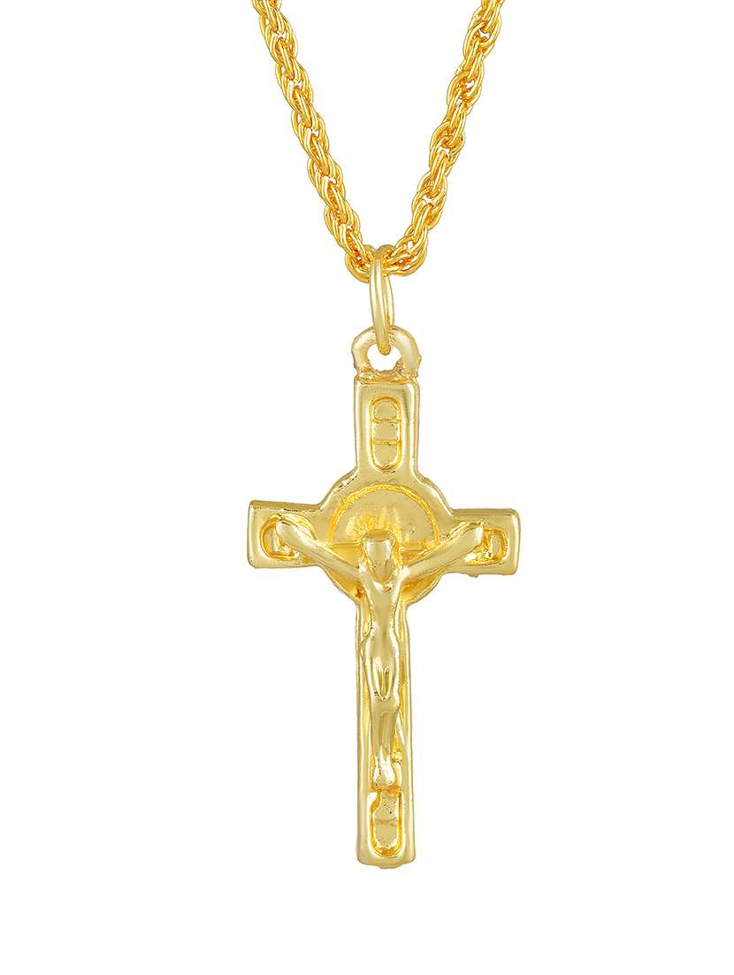men saint praying jesus cross pendant with chain - 21665528 -  Standard Image - 1