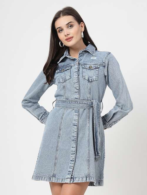women solid collared cuffed sleeves dress - 21665549 -  Standard Image - 0