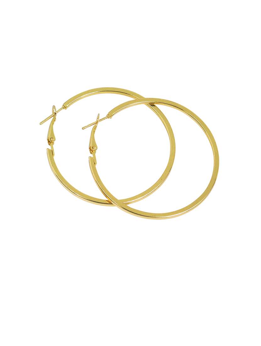 women gold brass hoop earrings - 21665571 -  Standard Image - 1