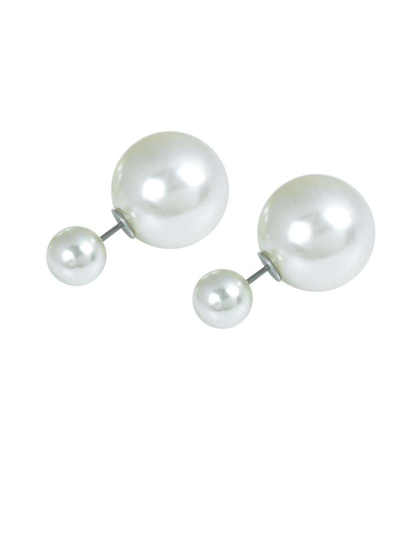 women silver brass studs earrings