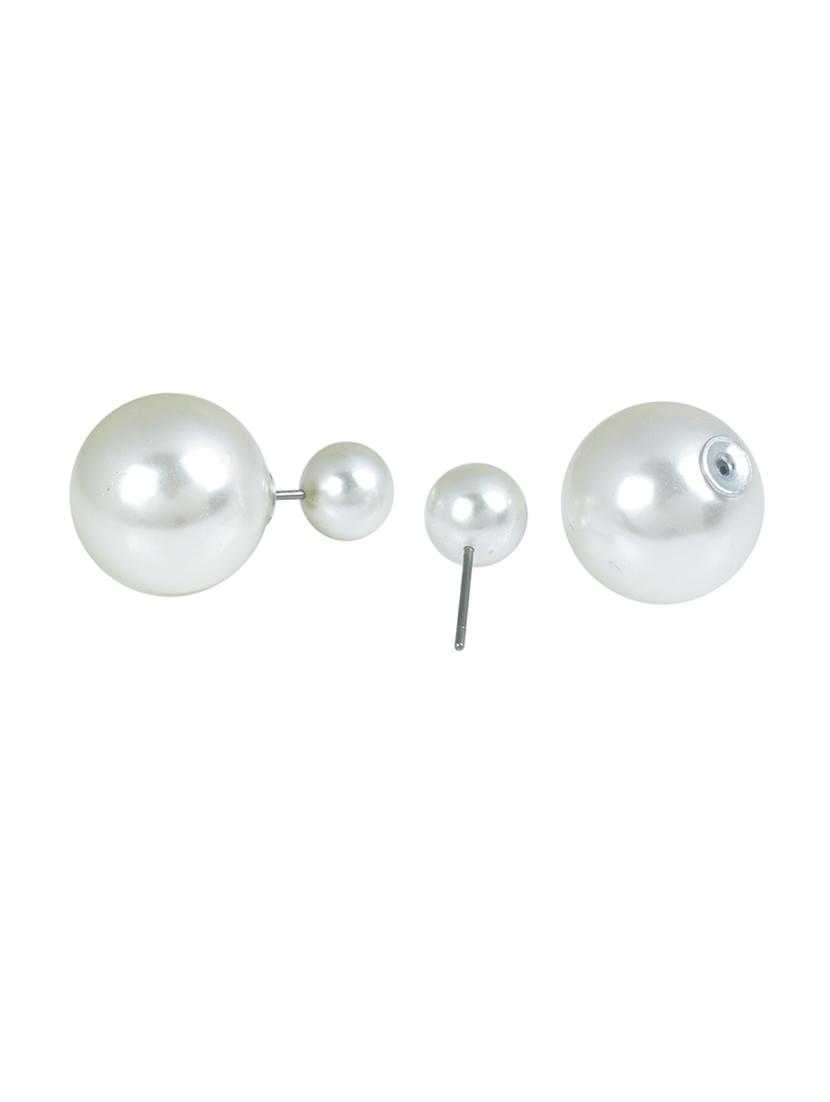 women silver brass studs earrings - 21665579 - Standard Image - 1